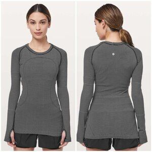 Lululemon Swiftly Tech Long Sleeve Crew 12 *Original Fit Black White Stripe
